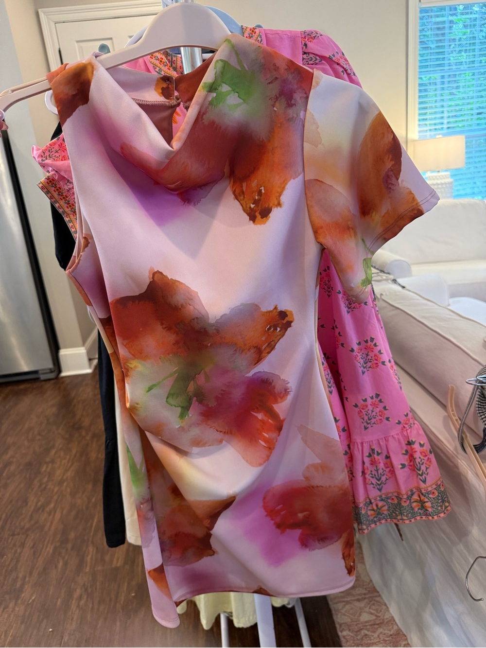 ASOS Pink Floral Watercolor Shift Dress